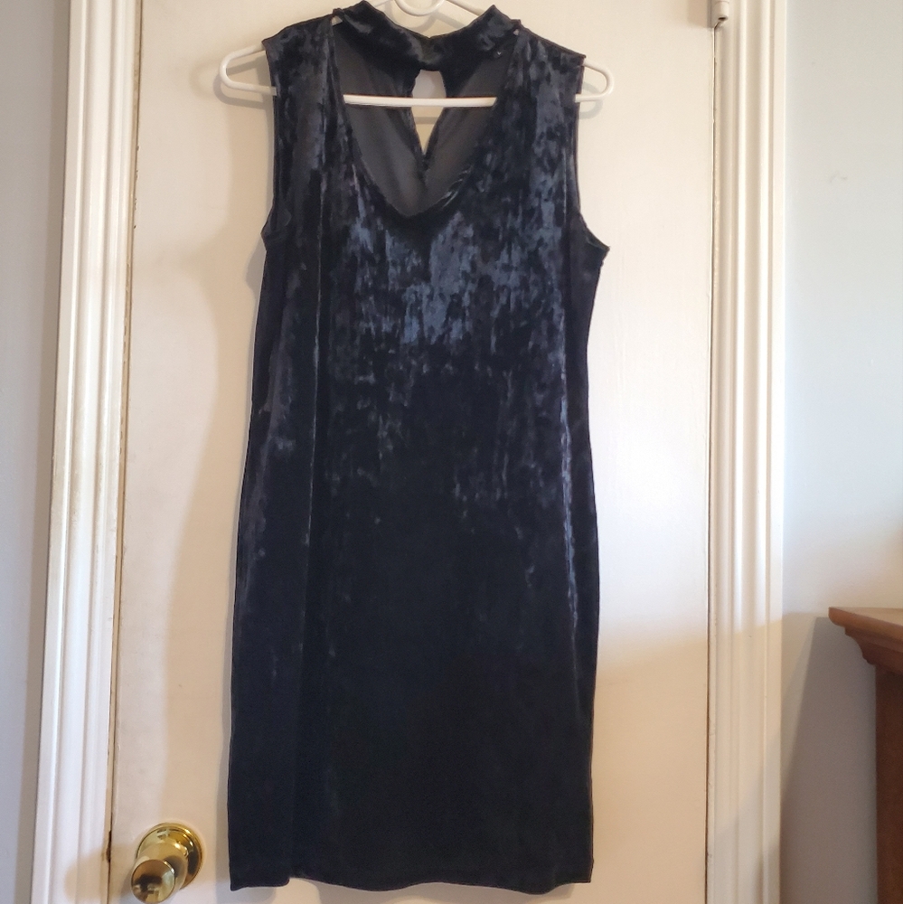 Ambiance Black Velvet bodycon Dress W/ Choker Size L Whimsigoth vampy Holiday